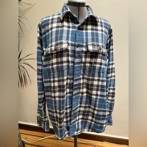 Eddie Bauer Blue and White Plaid Casual Shirt